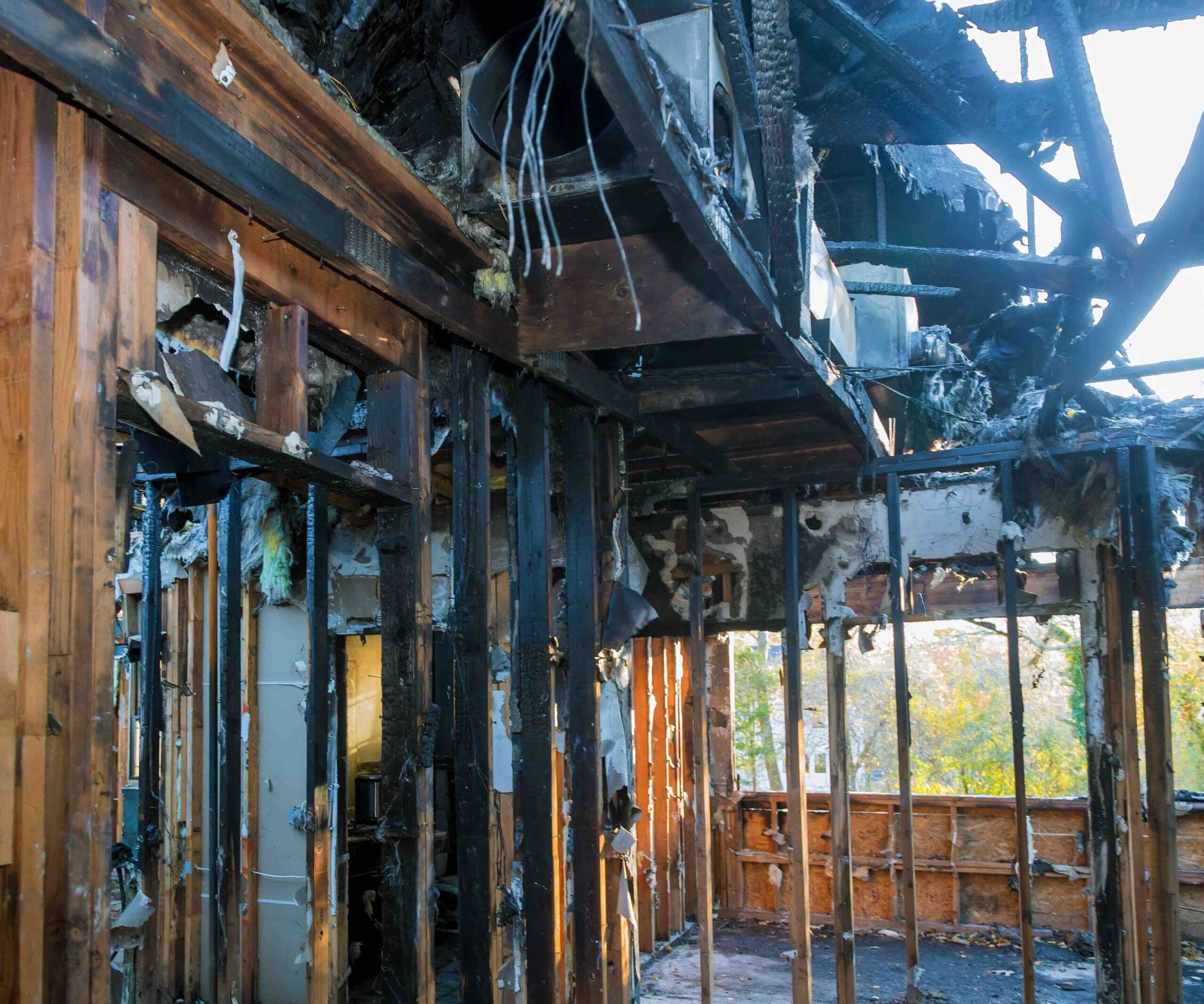 A photo of a burned house in Port Saint Lucie, prior to fire damage restoration.