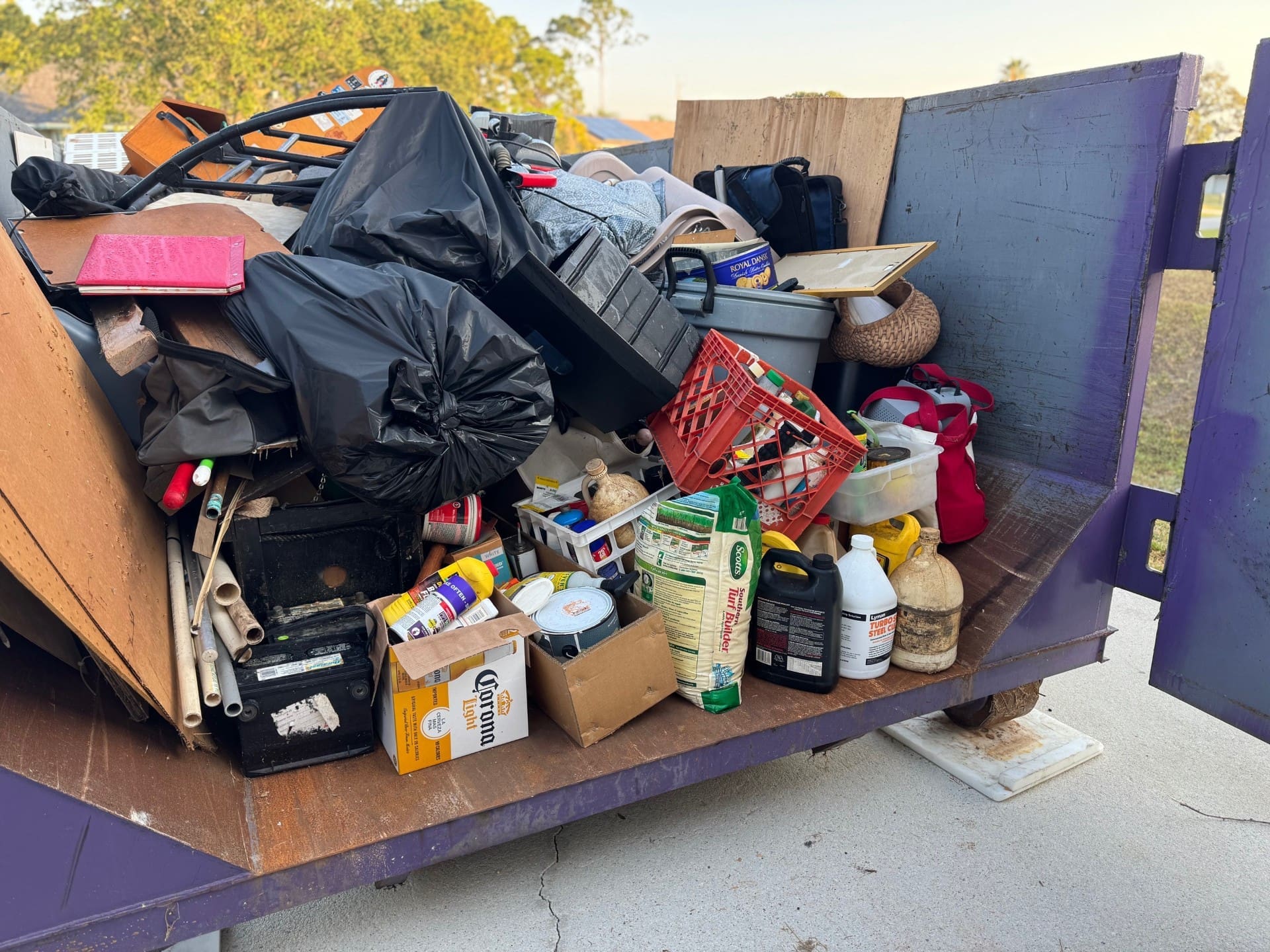 Dumpster rental Sebastian FL at a residential cleanup project